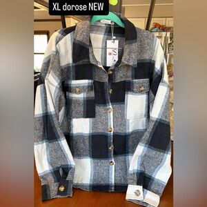 NEW Dorose blue black and white shacket